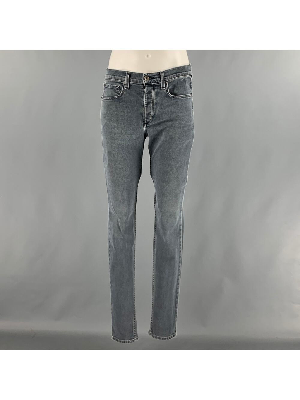RAG & BONE Size 31 Grey Cotton Polyurethane Slim Button Fly Jeans